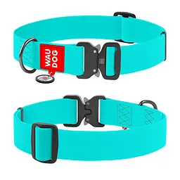 Нашийник для собак водостійкий Waudog Waterproof з QR-паспортом світиться в темряві металева пряжка-фастекс XXL Ш 40 мм Д