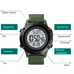 Чоловічий спортивний годинник Skmei 1508 (Зелений з білим) - мініатюра 5