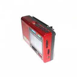 Радіоприймач на акумуляторі червоний стовпчик з радіо FM USB MicroSD Golon RX-6622 - мініатюра 4