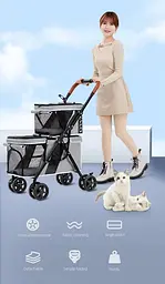 Візок для 2 домашніх тварин Bello LD03M Pink - мініатюра 3