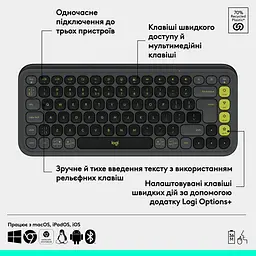 Клавіатура Logitech POP Icon Keys Bluetooth UA Graphite (920-013157) - мініатюра 9