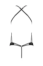 Боді з відкритим доступом Passion TASMINA Body L/XL black екошкіра шнурівки ажурні мережива - мініатюра 4