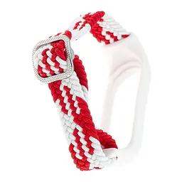 Ремінець Braided Buckle Enhanced Mi Band 3/4/5/6/7 White Red - мініатюра 2