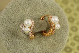 Сережки Xuping Jewelry Дует перлин 1,6 см золотисті - мініатюра 2