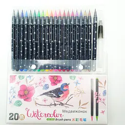 Акварельні маркери лінери пензлика олівці на водній основі UKC Watercolor Brush Pen 20 шт - мініатюра 3