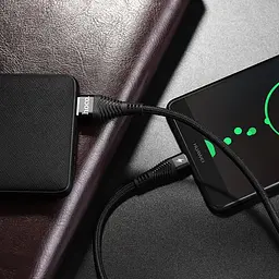 USB Cable Hoco U53 4A Flash MicroUSB Black 1.2m - мініатюра 6