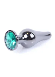 Анальна пробка - Jewellery Dark Silver BUTT PLUG- Green - мініатюра 3