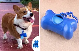 Диспенсер для пакетів Bone Shape Dog Poop Bag Dispenser синій 8 х 4.5 х 4 см - мініатюра 3