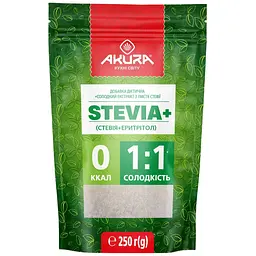 Диетическая добавка Akura Сладкий экстракт из листьев стевии Stevia+ 250 г