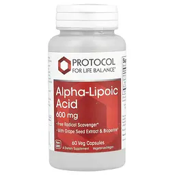 Альфа-ліпоєва кислота, Alpha-Lipoic Acid, 600 мг, 60 вегетаріанських капс Protocol For Life Balance vit0002657