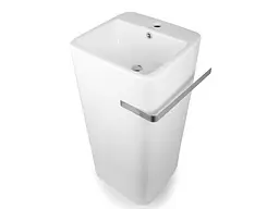 Умивальник Newarc Aqua 40x40 підлоговий з тримачем для рушника білий 9412W, Білий - мініатюра 2