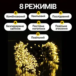 Гірлянда Кінський хвіст Мішура 1800 LED 20 ниток 3 м зелена, жовтий GarlandoPro D1800L3MGY - мініатюра 4