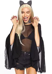 Чокер зі стразами та котячі вушка Leg Avenue Cat ear headband choker set Black - мініатюра 2
