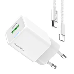 Зарядний пристрій ColorWay CH-S055PDC 35W GaN mini PD Port PPS USB (Type-C PD + USB QC4.0) кабель Type-C