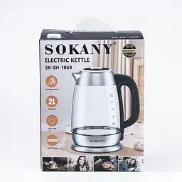 Електрочайник скляний Sokany SK-SH-1069 дисковий 2 л, сталь Sokany SKSH1069 - мініатюра 6
