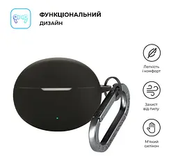 Силіконовий чохол для навушників OPPO Enco Free4, Hang Case, чорний, ультратонкий захисний кейс товщиною 2 мм, захист від подряпин, пилу та ударів, компактний, з карабіном для кріплення, ArmorStandart (ARM86146) - мініатюра 2