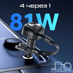 Зарядное устройство Promate 1xUSB-C PD + 1xUSB + cable USB-C/Lightning max 81W black (powerdrive-rci81) - миниатюра 4
