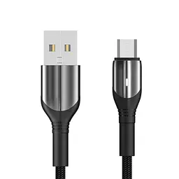 Кабель Aspor AC-08 Nylon LED USB – Micro (3A/1м)- чорний