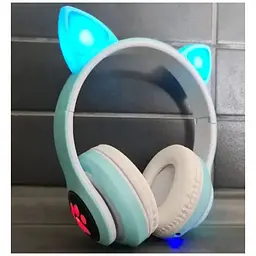 Бездротові дитячі навушники Cat Ear STN-28 Bluetooth з котячими вушками, що світяться бірюзові - мініатюра 7