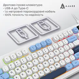 Клавіатура Ajazz AF98 USB UA White/Blue (AF98-GB) - мініатюра 7