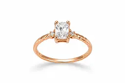 Каблучка з червоного золота з багетом К-0694 20.5