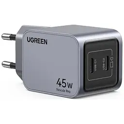Зарядний пристрій Ugreen 2xUSB-C PD 45 Вт GaN X707 сірий (35008) - мініатюра 5