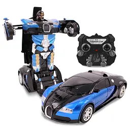 Машинка робот акумуляторний трансформер на радіокеруванні автобот 28 см Bugatti Veyron синій - мініатюра 4