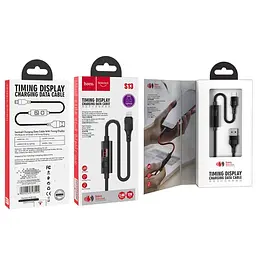 USB Cable Hoco S13 Central control Lightning Black 1m (with display timer) - мініатюра 4