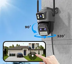 Вулична WiFi IPкамера Besder A20QQ 15Мп чорна 3 об'єктиви Zoom 10-кратний - мініатюра 5