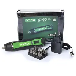 Викрутка акумуляторна Apro SD-1 з набором біт 300 об/хв 1500 мАг 30412 - мініатюра 2