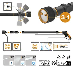 Штанга-розпилювач для поливу Fiskars з 3 функціями (1065488) - мініатюра 2