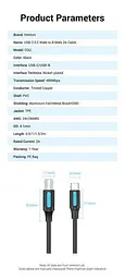 Кабель Vention 0.5м Type-C - USB Type-B 2.0 5V/2A 480 Мбіт/с USB-C на USB-B для Принтера Чорний (CQUBD) - мініатюра 9