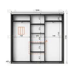 Шафа-купе Idea серія 6 220 x 45 x 210 см Антрацит - мініатюра 2
