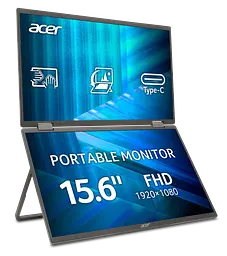 Монiтор 15.6" Acer Dual Portable PD163QTbmiuux (UM.ZP3EE.011) Black - мініатюра 1