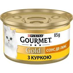 Упаковка вологого корму для котів Gourmet Gold Соус де-люкс з куркою 1.02 кг (85 г x 12 шт.) - мініатюра 2