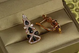 Сережки Xuping Jewelry Ялиночка з чорними 2,7 см золотисті - мініатюра 2