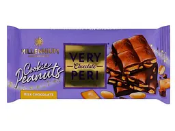 Шоколад MILLENNIUM VERY PERI 100г молочний з начинкою, печивом та арахісом