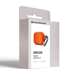 Силіконовий чохол для навушників Apple AirPods 3, Hang Case, помаранчевий, ультратонкий захисний кейс товщиною 2 мм, захист від подряпин, пилу та ударів, компактний, з карабіном для кріплення, ArmorStandart (ARM60318) - мініатюра 8