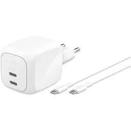 Мережевий зарядний пристрій Belkin Boost Up Charge Pro Dual USB-C GaN 67W White (WCH020KQ2MWH-B6) [158914]