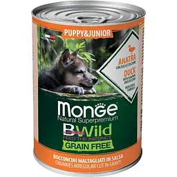 Вологий корм для цуценят Monge Dog Wet Bwild Puppy&Junior, качка, гарбуз та цукіні, 400 г