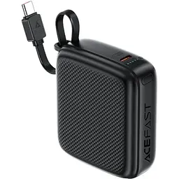 Універсальна мобільна батарея Acefast 10000mAh 20W PD, QC3.0 USB-C In/Out with build Type-C cable, M15 Чорний - мініатюра 3