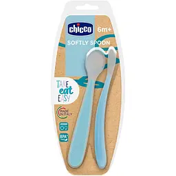 Ложка силіконова Chicco 6+, 2 шт. блакитна (06828.21) - мініатюра 2