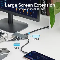 Док-станція USB3.0 Type-C --> HDMI 4K30Hz/TF/3xUSB-A 3.0, 0.15м 6-in-1 Vention - мініатюра 6