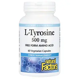 L-тирозин Natural Factors L-Tyrosine 1000 mg, 60 вегакапсул для підтримки мозку