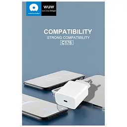 Зарядний пристрій WUW C176 USB-C PD 20 Вт білий (WUW-C176) - мініатюра 8
