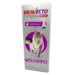 Бравекто Plus для котів Bravecto Plus Cat 6.25-12.5кг 500мг спот-он