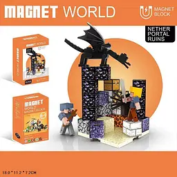 Конструктор магнітний Minecraft Майнкраф 62 деталі T9938 фігурки у комплекті, короб. 18*11,2*7,2см - мініатюра 3