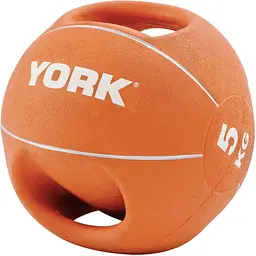 М'яч медбол York Fitness із двома ручками 5кг помаранчевий
