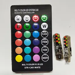 LED автолампи T10 з пультом ДК та стробоскопом RGB – кольорові габаритні світлодіодні лампи для авто - мініатюра 10