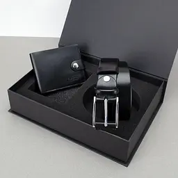 Подарунковий чоловічий набір Handycover 2503 (портмоне та ремінь) чорний в коробці